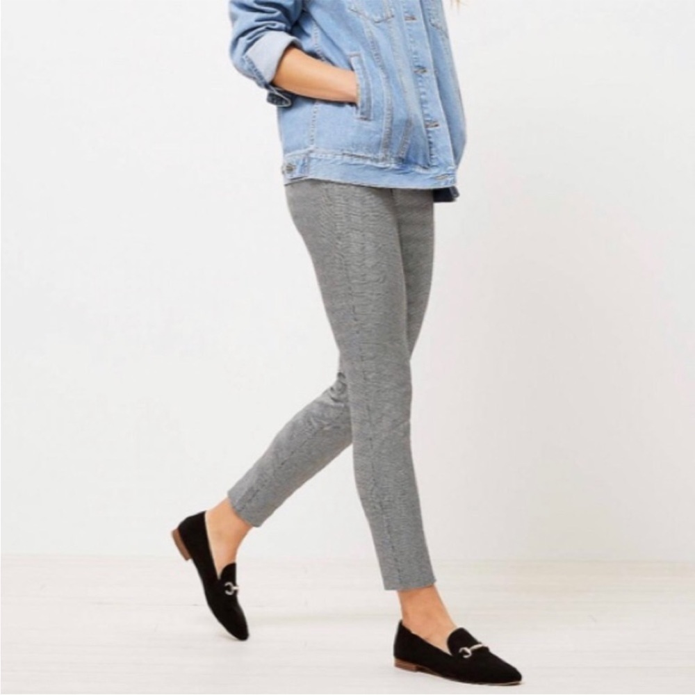 LOFT High Waist Skinny Side Zip Pant in Puppytooth Sz 18 - Picture 3 of 11